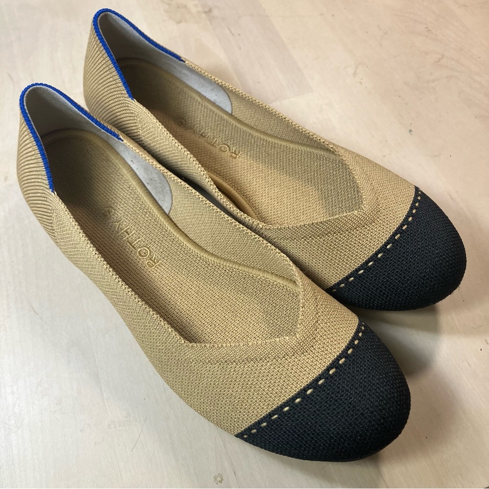 ROTHY’S The Flat ‘Camel Captoe’ Round Toe Slip-On Flats Shoes Women’s Size 8